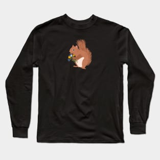 Squirrel with Flowers Long Sleeve T-Shirt